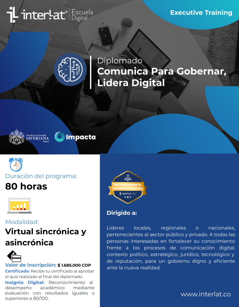 Brochure Diplomado Comunica para Gobernar, Lidera Digital - Escuela Digital 2021